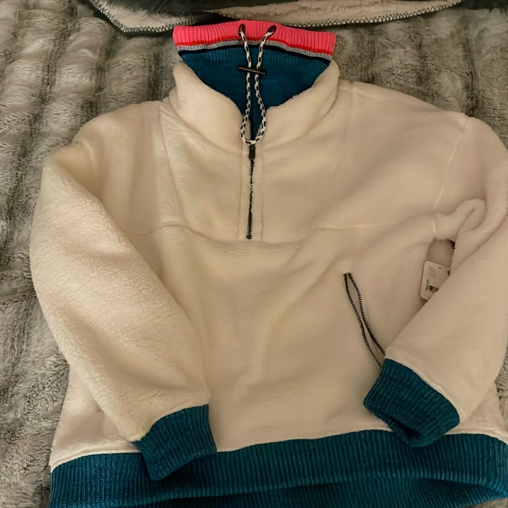 Free People Over the Rainbow fleece pullover small NWT